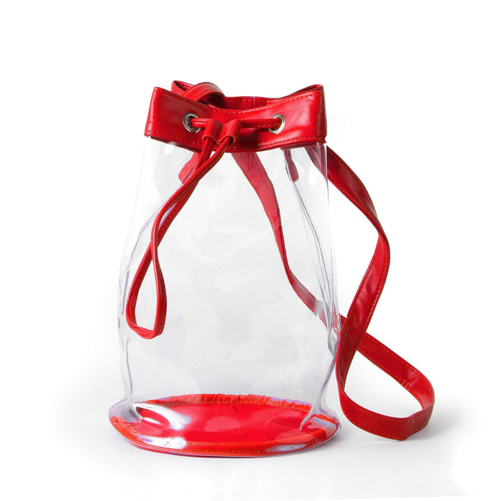 Closeout:Madison Clear Bucket Bag - Red
